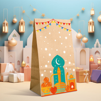 Крафт торбичка за подаръци – мюсюлманска подаръчна торбичка, комплект от 12 броя, опаковъчна торба