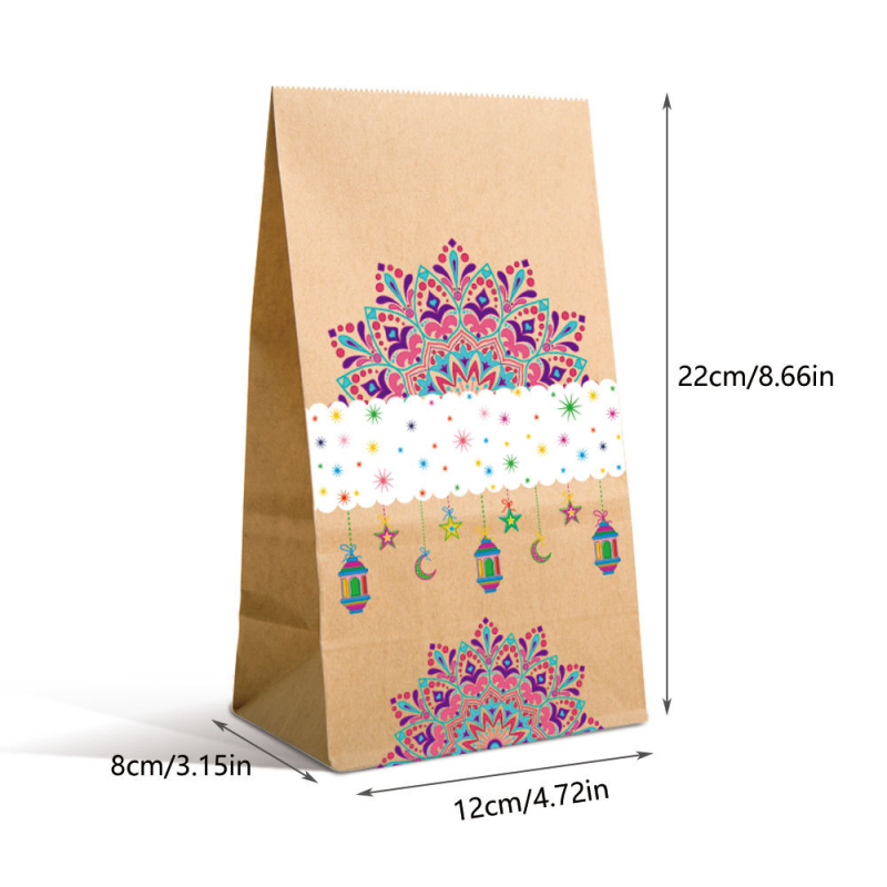 Крафт торбичка за подаръци – мюсюлманска подаръчна торбичка, комплект от 12 броя, опаковъчна торба