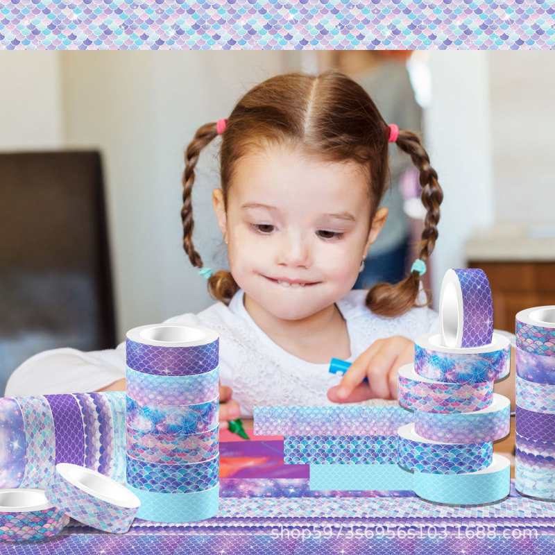 Washi juostelė su sirenos žvyneliais, gradientinė skaidri ritė, lipni (Prekės ženklas: Yidian; Pritaikymas: Taip; Importas: Ne; Rinka: Kitos)