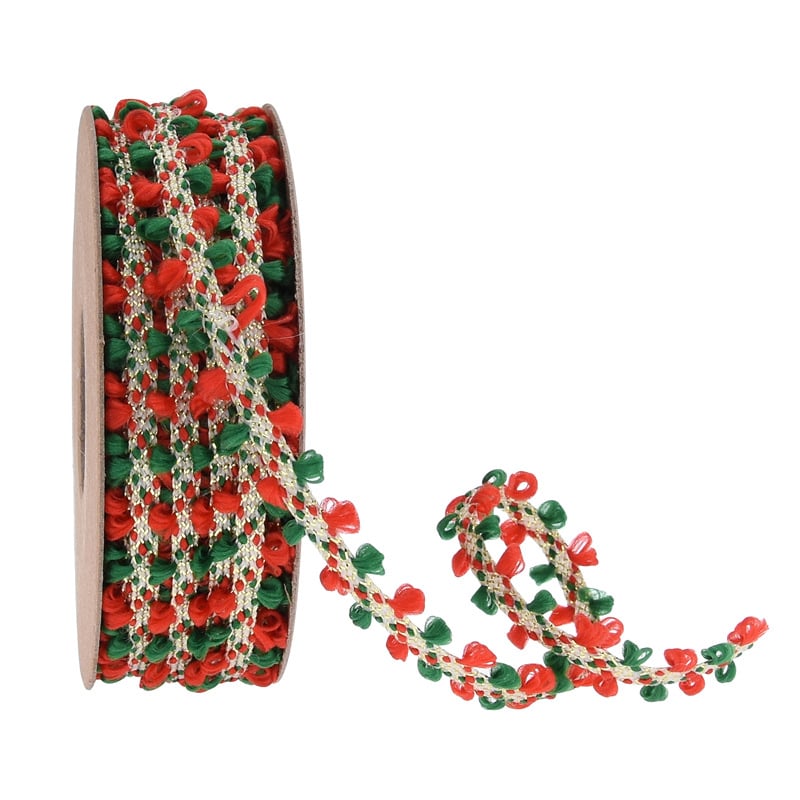 Lulubon Ziemassvētku pūkainā lente dāvanām, platums 10 mm, garums 10 yd