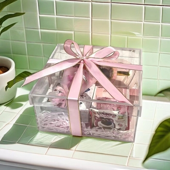 Прозрачна PS подаръчна кутия с двучастен капак, луксозна опаковка за шаферки и шафери
