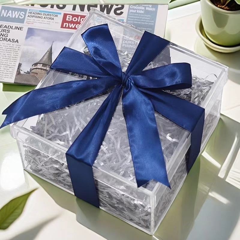Прозрачна PS подаръчна кутия с двучастен капак, луксозна опаковка за шаферки и шафери