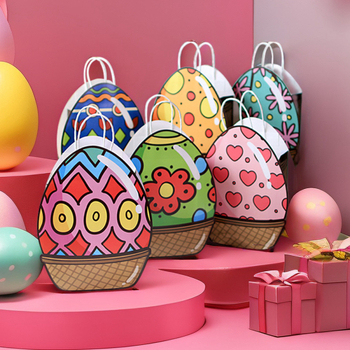 Карикатурна торба за яйца за Великден – хартиена подаръчна торба за деца, без лого, без персонализация