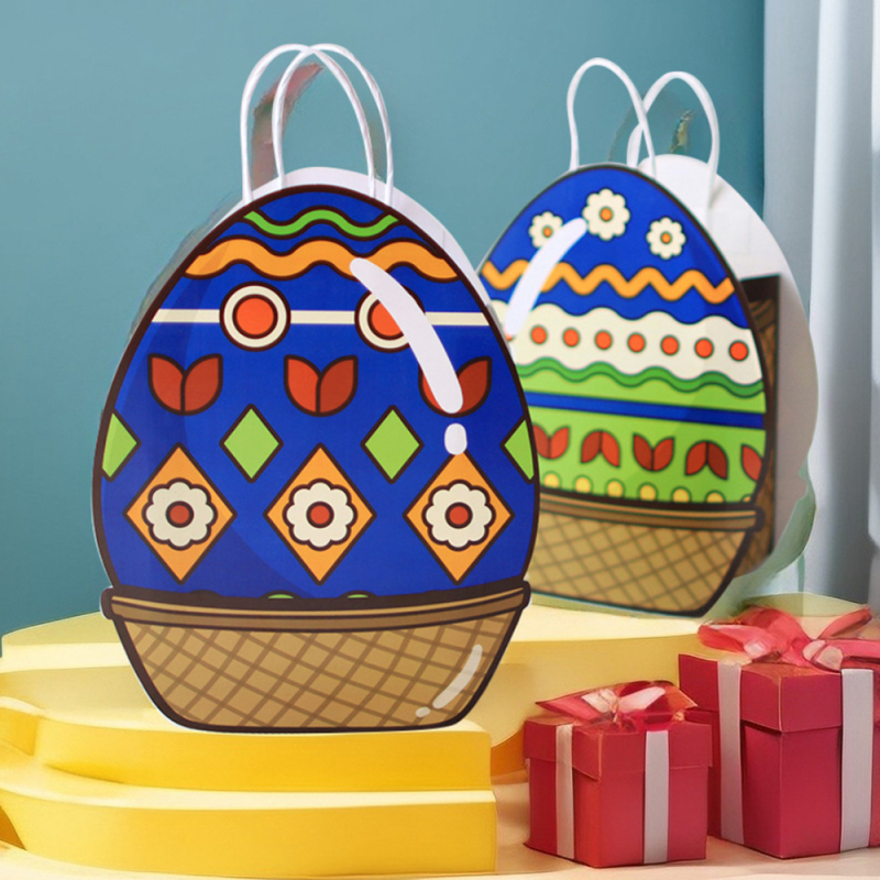 Карикатурна торба за яйца за Великден – хартиена подаръчна торба за деца, без лого, без персонализация
