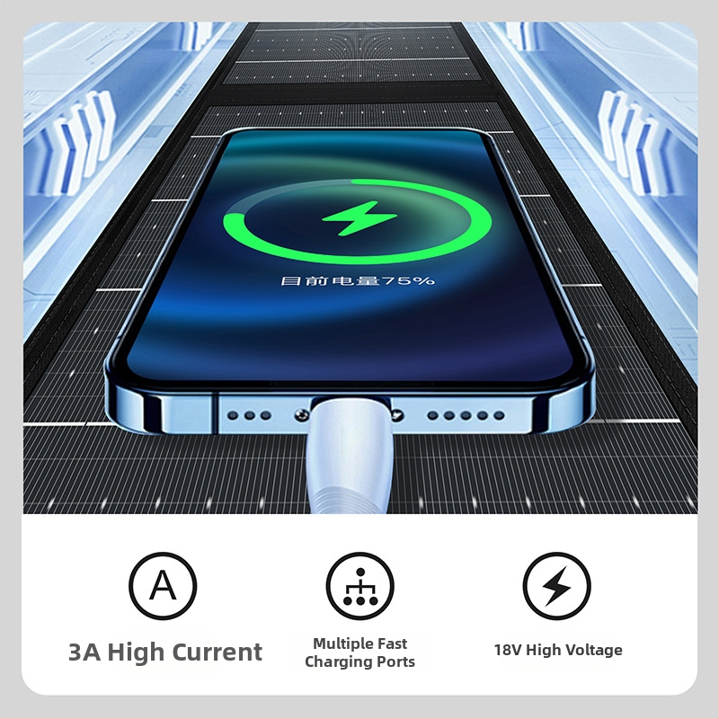 Сгъваем слънчев панел за външна употреба, 40W, USB бързо зареждане, 5V изход