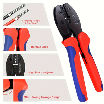 Krimp kliješta MC4 za solarni konektor, PV terminale, ravna glava, 2,5/4/6 mm²