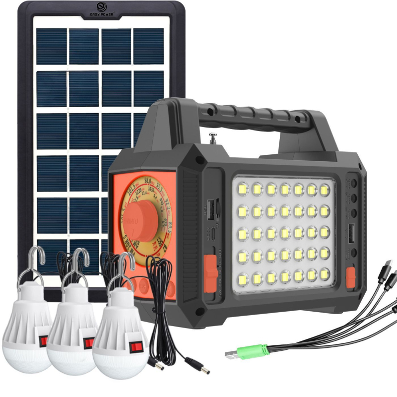 Išorinė saulės apšvietimo sistema su avarine daugiajuostė radijo, žibintu, Bluetooth atkūrimu ir energijos saugojimu (EASYPOWER, CE sertifikatas, Energijos tiekimas: kitos energijos šaltiniai)