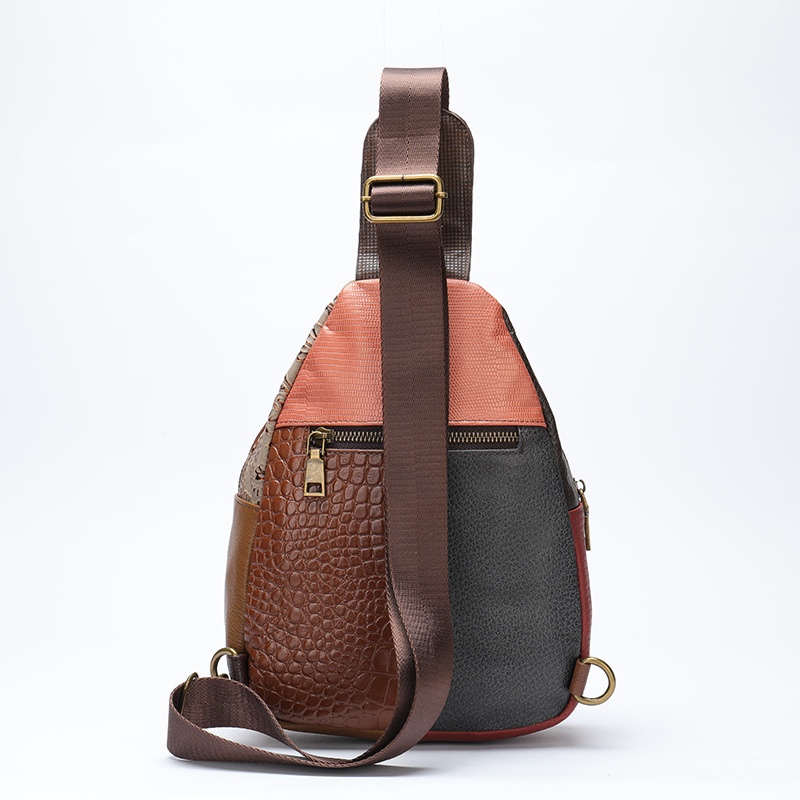 Етно стил чанта през рамо от естествена кожа, топ слой телешка кожа, ципове, вътрешен джоб с цип и джоб за телефон, облицовка от естествена кожа, ежедневна употреба