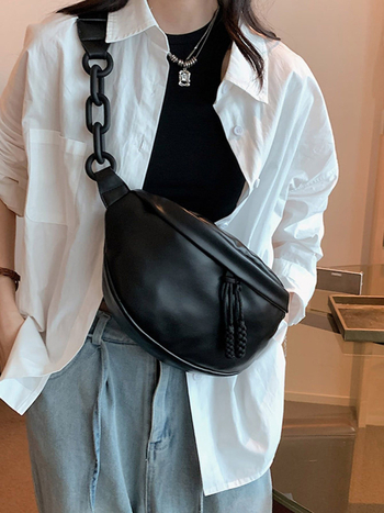 Geantă crossbody pentru femei - PU piele, stil urban minimalist, Închidere cu fermoar, Căptușeală poliester, buzunar pentru telefon