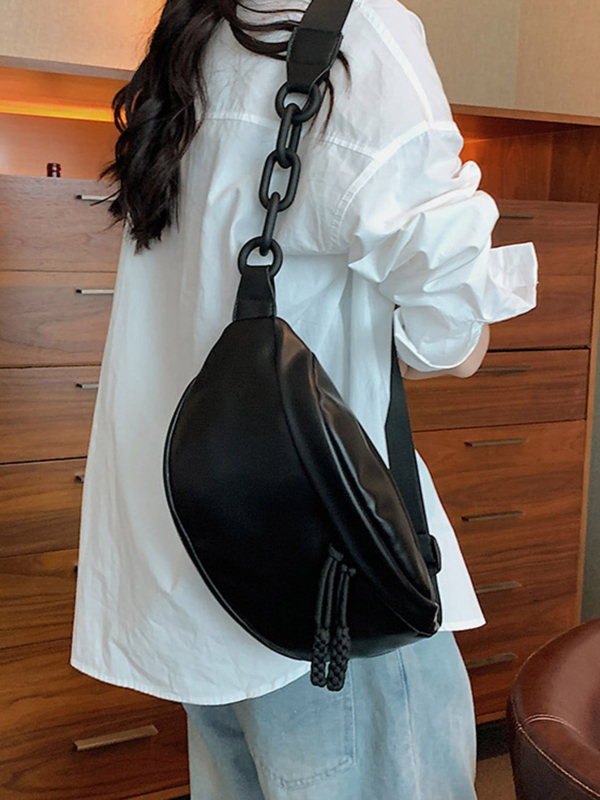 Geantă crossbody pentru femei - PU piele, stil urban minimalist, Închidere cu fermoar, Căptușeală poliester, buzunar pentru telefon