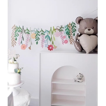 Popierinė pakabinama gėlių girlianda vestuvėms – dvipusiai žiedai, su kaspinu