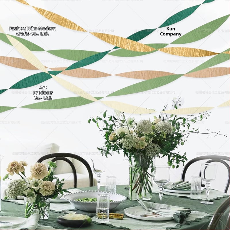 Crepe popieriaus ritinėlių komplektas vestuvėms vietos dekoravimui — dvigubas pakavimas, Nicro Party, medžiaga: popierius, vietos dekoravimo rekvizitai, vestuvės