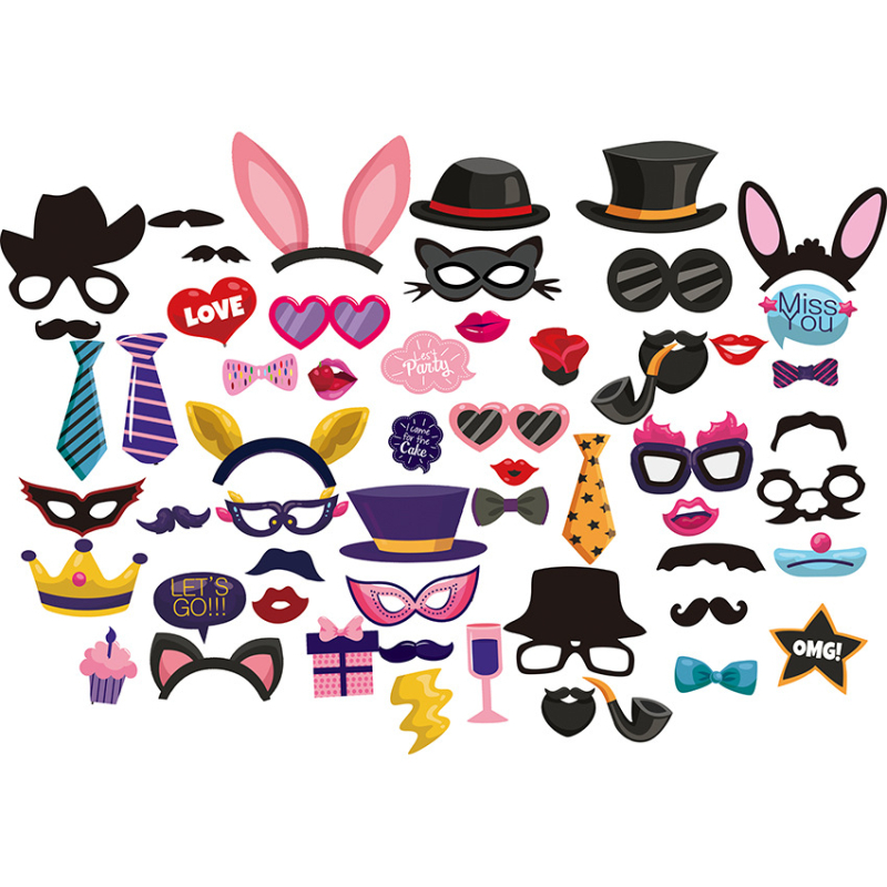 Фото реквизити 56 части комплект – хартиени реквизити за тържества, подходящ за подарък, марка With Shuo, полу ръчна обработка, без лого