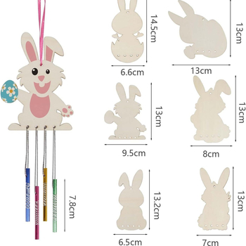 Σετ κατασκευής κουδουνιών ανέμου με πασχαλινό κουνέλι – DIY για παιδιά, ξύλινο κρεμαστό διακοσμητικό για κήπο και σπίτι, μοντέρνος μινιμαλισμός