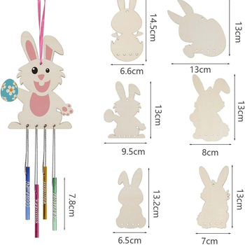 Σετ κατασκευής κουδουνιών ανέμου με πασχαλινό κουνέλι – DIY για παιδιά, ξύλινο κρεμαστό διακοσμητικό για κήπο και σπίτι, μοντέρνος μινιμαλισμός