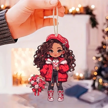 12 τεμάχια ξύλινα κρεμαστά με μοτίβο κοριτσιού, για τη Γιορτή του Αγίου Βαλεντίνου, αμερικανικού στυλ