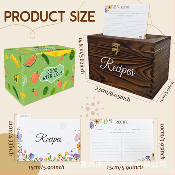 Ξύλινο κουτί αποθήκευσης συνταγών για την κουζίνα – προσαρμοζόμενο, με αναδιπλούμενο καπάκι (μασίβιο ξύλο; προσαρμοστικό σχέδιο; για κάρτες συνταγών; αναδιπλούμενο καπάκι)