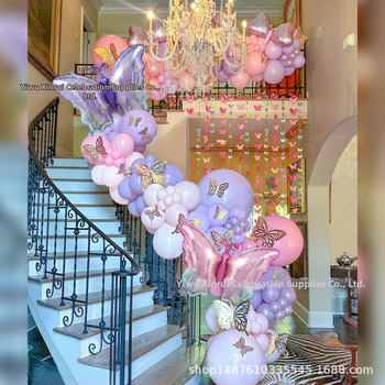 Lateksinių balionų rinkinys su gradientine drugelių tema, ypatingos formos balionai, skirtas gimtadieniams ir vestuvėms