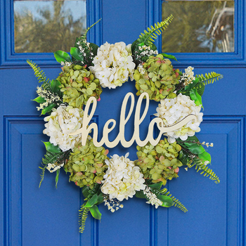 Κρεμαστό στεφάνι πόρτας με τεχνημένα άνθη ορτανσίας σε ρατάν δαχτυλίδι για διακόσμηση παραθύρων και τοίχων (Μάρκα: Jingchen; Υλικό: Πλαστικό, Άλλο; Στυλ: Φρέσκο)