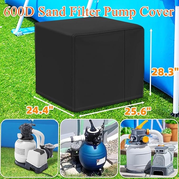 Калъф за помпа на пясъчен филтър, водоустойчив, UV-защитен, модерен минималистичен стил, 600D Oxford плат
