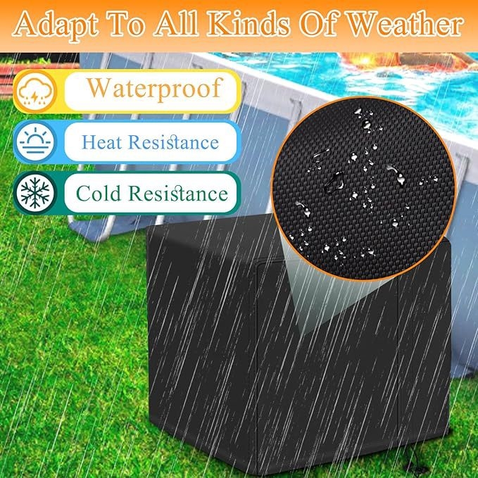 Калъф за помпа на пясъчен филтър, водоустойчив, UV-защитен, модерен минималистичен стил, 600D Oxford плат