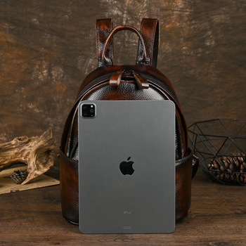 Γνήσιο δερμάτινο γυναικείο σακίδιο πλάτης με κορυφαίο στρώμα από δέρμα βοδιού, αστικός στυλ, κλείσιμο με φερμουάρ, μεγάλη χωρητικότητα, εσωτερικές τσέπες: με φερμουάρ, τσέπη για κινητό, θήκη για λάπτοπ