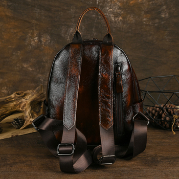 Γνήσιο δερμάτινο γυναικείο σακίδιο πλάτης με κορυφαίο στρώμα από δέρμα βοδιού, αστικός στυλ, κλείσιμο με φερμουάρ, μεγάλη χωρητικότητα, εσωτερικές τσέπες: με φερμουάρ, τσέπη για κινητό, θήκη για λάπτοπ