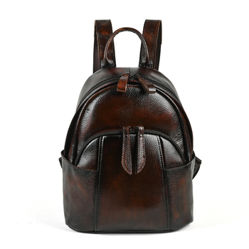 Γνήσιο δερμάτινο γυναικείο σακίδιο πλάτης με κορυφαίο στρώμα από δέρμα βοδιού, αστικός στυλ, κλείσιμο με φερμουάρ, μεγάλη χωρητικότητα, εσωτερικές τσέπες: με φερμουάρ, τσέπη για κινητό, θήκη για λάπτοπ