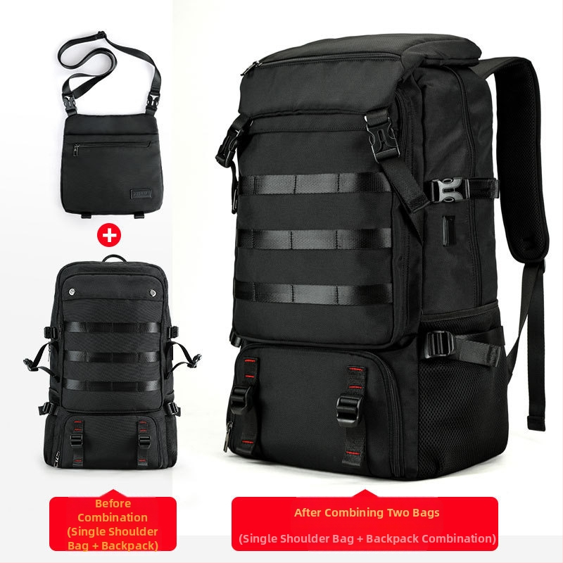 Pārgājumu mugursoma ar 80L ietilpību, Oxford audums, ūdensizturīgs, izturīgs, ar gaisa spilvenu plecu siksnu