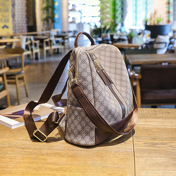 Σακίδιο πλάτης vintage με φλοράλ σχέδιο και προστασία από κλοπή, στυλ Urban Simplicity, υλικό PVC, άνοιξη 2023, καθημερινή χρήση