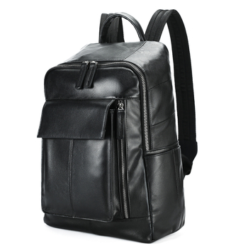 Férfi valódi bőr hátizsák - lopás elleni védelem, első réteg marhabőr, laptop rekesz, görbült vállpántok, üzleti utazáshoz