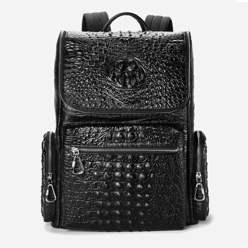 Uniszex valódi bőrből készült laptop hátizsák, 20–35L kapacitás, kompatibil 15 hüvelykes laptophoz, ívelt vállpánt, üzleti utazási stílus