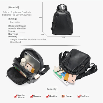 LH γνήσιο δέρμα σακίδιο πλάτης, μεγάλη χωρητικότητα, αδιάβροχο, αστικός μινιμαλισμός, κατασκευή από διπλό δέρμα, καμπύλοι ιμάντες ώμου