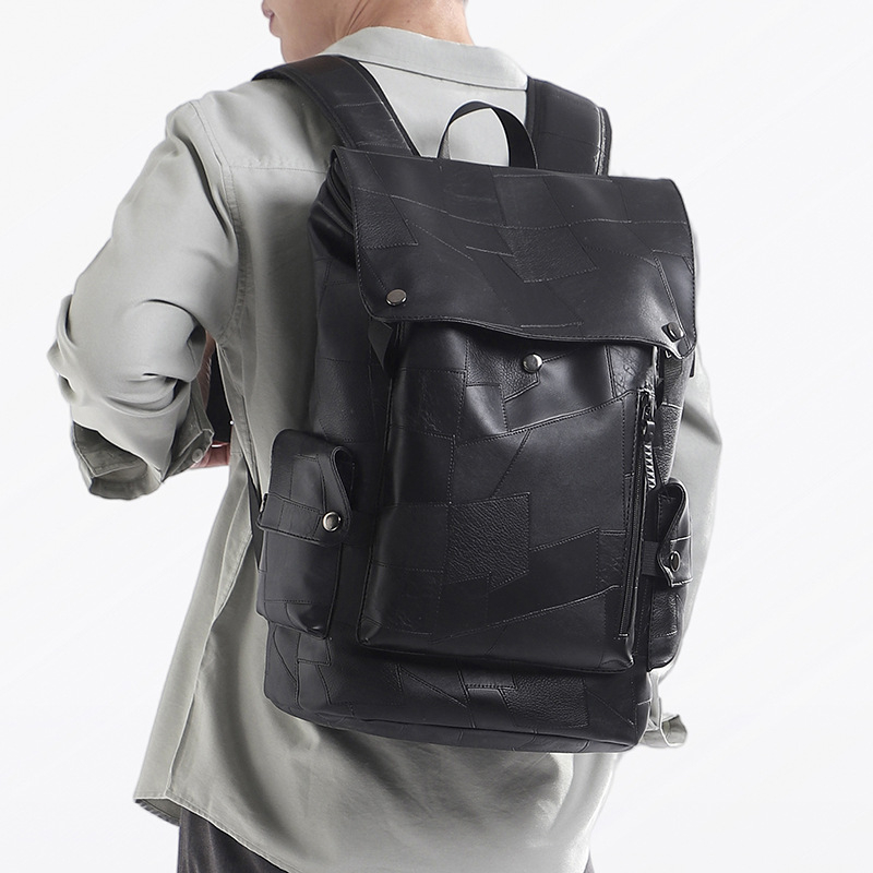 Férfi PU laptop hátizsák üzleti utazáshoz, kapacitás 20-35L, légpárnás vállpánt, poliészter bélés, terheléscsökkentő kialakítás