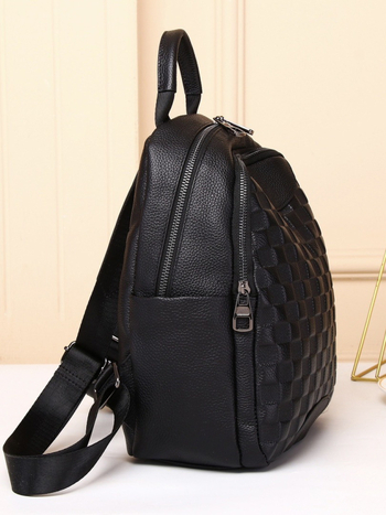 Γυναικείο σακίδιο πλάτης από δέρμα βοδινού κορυφαίου στρώματος, με κλείσιμο φερμουάρ, μαλακή υφή, εσωτερικές θήκες με φερμουάρ