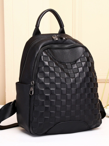 Γυναικείο σακίδιο πλάτης από δέρμα βοδινού κορυφαίου στρώματος, με κλείσιμο φερμουάρ, μαλακή υφή, εσωτερικές θήκες με φερμουάρ