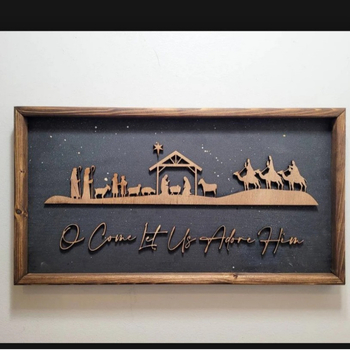 Ξύλινο σήμα Γέννησης του Χριστού, κρεμαστό διακοσμητικό, χριστουγεννιάτικη διακόσμηση – Κωδικός προϊόντος 111111