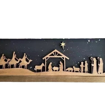 Ξύλινο σήμα Γέννησης του Χριστού, κρεμαστό διακοσμητικό, χριστουγεννιάτικη διακόσμηση – Κωδικός προϊόντος 111111