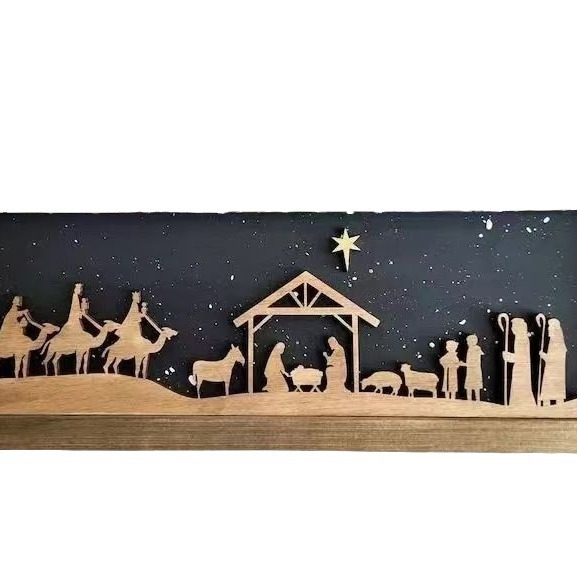 Дървен знак за Рождество Христово, закачен орнамент, коледен декор – Код на продукт 111111