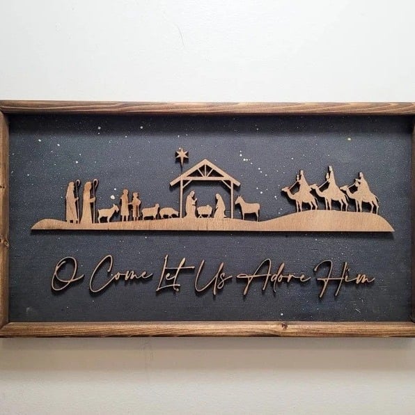 Дървен знак за Рождество Христово, закачен орнамент, коледен декор – Код на продукт 111111