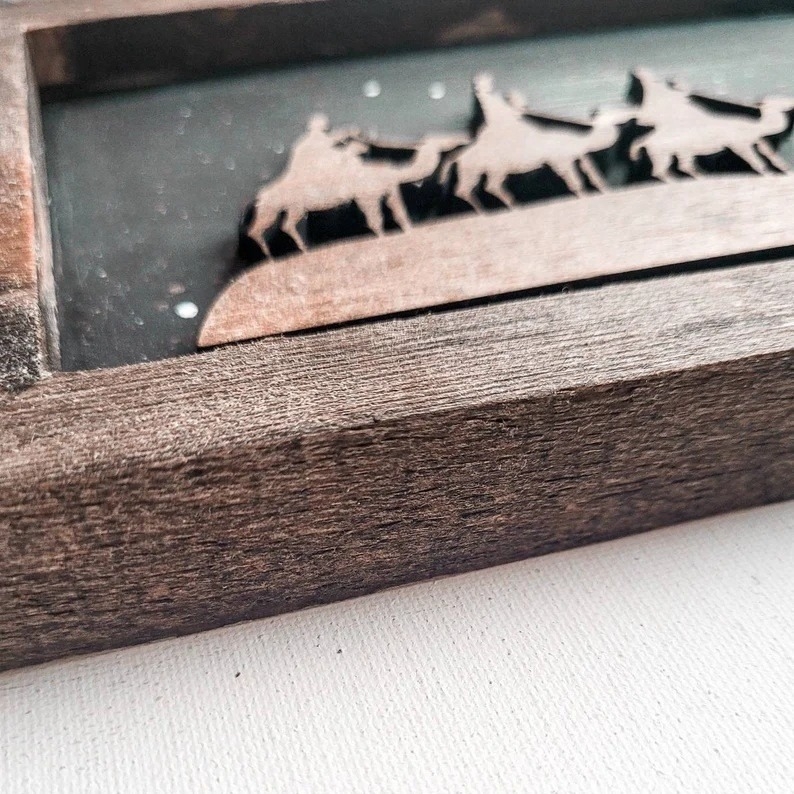 Дървен знак за Рождество Христово, закачен орнамент, коледен декор – Код на продукт 111111