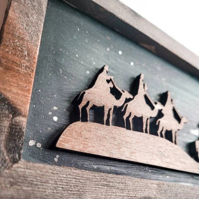 Дървен знак за Рождество Христово, закачен орнамент, коледен декор – Код на продукт 111111