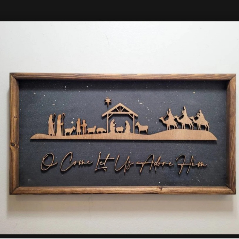 Дървен знак за Рождество Христово, закачен орнамент, коледен декор – Код на продукт 111111