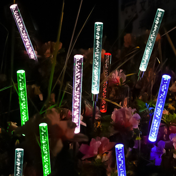 Napelemes kerti világítás földbe süllyeszthető, IP65 vízálló, 0,2W, anyagok: akril, rozsdamentes acél, ABS; modell Solar Bubble Acrylic Reed Lamp; működési idő 6–12 óra