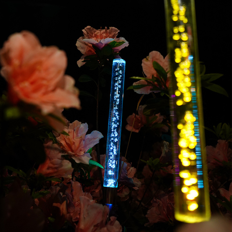 Napelemes kerti világítás földbe süllyeszthető, IP65 vízálló, 0,2W, anyagok: akril, rozsdamentes acél, ABS; modell Solar Bubble Acrylic Reed Lamp; működési idő 6–12 óra