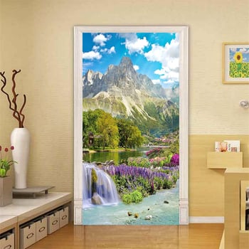 Autocolant PVC pentru perete - 3D plante cu flori, rezistent la ulei, două bucăți pentru living și dormitor