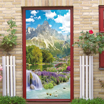 PVC αυτοκόλλητο τοίχου - 3D φυτά και λουλούδια, ανθεκτικό σε λιπαρά, δύο τεμάχια για σαλόνι και υπνοδωμάτιο