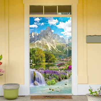 PVC αυτοκόλλητο τοίχου - 3D φυτά και λουλούδια, ανθεκτικό σε λιπαρά, δύο τεμάχια για σαλόνι και υπνοδωμάτιο