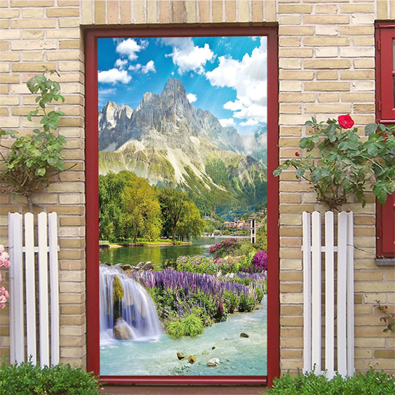 Autocolant PVC pentru perete - 3D plante cu flori, rezistent la ulei, două bucăți pentru living și dormitor