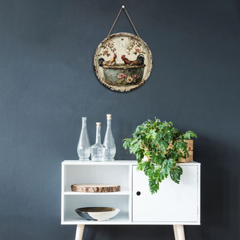 Ξύλινο κρεμαστό διακοσμητικό με στρογγυλό λογότυπο για πινακίδα πόρτας – Halloween διακόσμηση